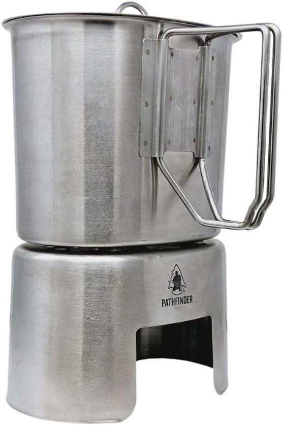 Durable Black Stainless Steel Canteen with Nesting Cup - Lightweight Cooking Set