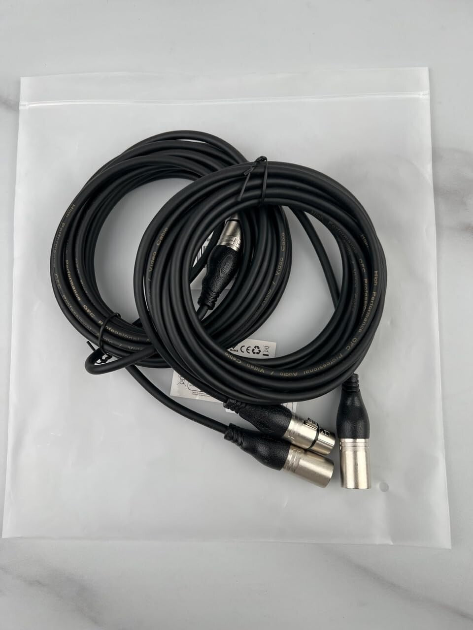 50ft 2 Pack XLR Cables - Flexible, High-Quality 3-Pin Balanced Microphone Wire