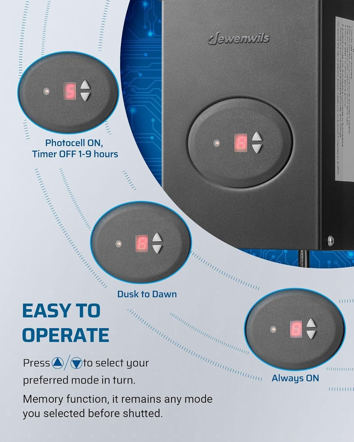 Durable 200W Landscape Lighting Transformer with Countdown Timer and ETL Listing