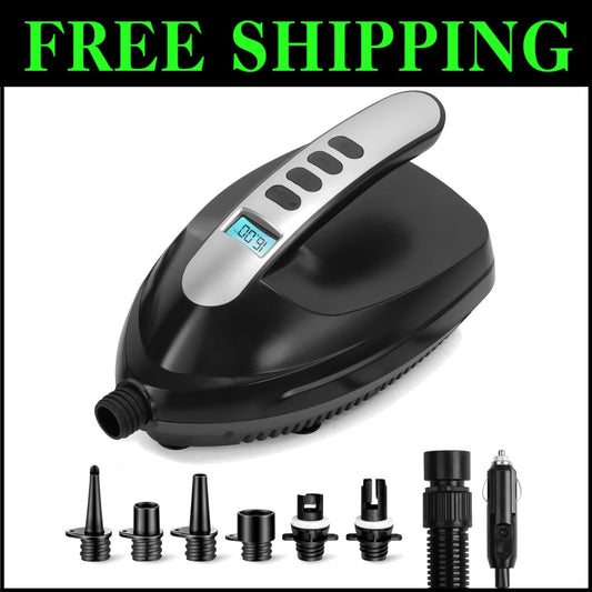 Quick Inflate Electric Pump with LCD Display for Paddle Boards & More - 12V