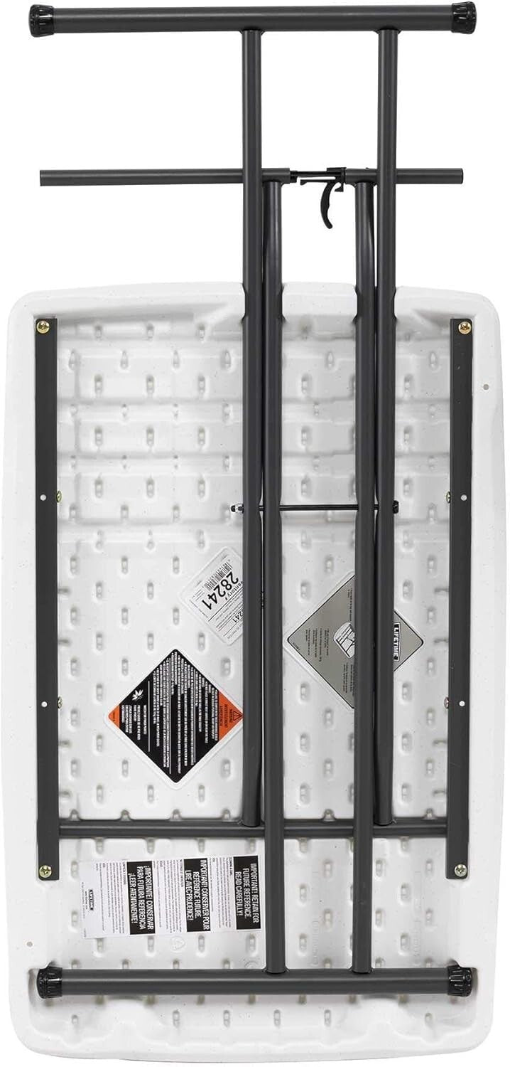 30-Inch White Granite Folding TV Tray - Adjustable Height for Home & Outdoor