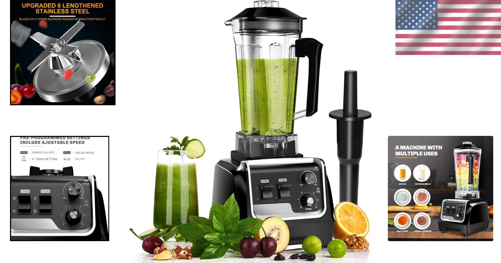 Versatile 2200W Blender for Smoothies & Juices - Perfect for Home & Commercial