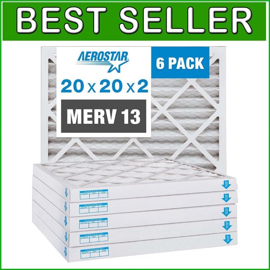 Electrostatic 20x20x2 MERV 13 Filters - 6 Pack - Capture Dust, Dander & Smoke