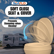 Load image into Gallery viewer, Residential Height RV Toilet, 18.5” Gravity Flush, Soft Close – Parchment Bone