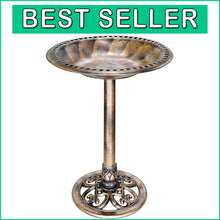 Load image into Gallery viewer, Sturdy 28-Inch Copper Pedestal Bird Bath – Perfect for Attracting Butterflies