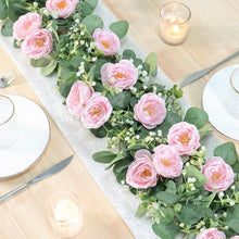 Load image into Gallery viewer, Versatile 2 Pack 13Ft Pink Roses and Eucalyptus Garland for Home &amp; Event Styling
