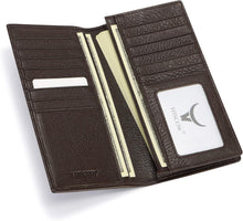 Load image into Gallery viewer, Elegant Bifold Long Wallet in Genuine Pebbled Leather - 15 Card Holders Included