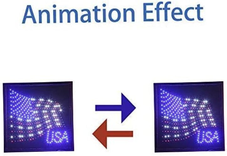 Animated LED American Flag Sign - 19x19 Inch Wall Decor for Patriotic Displays