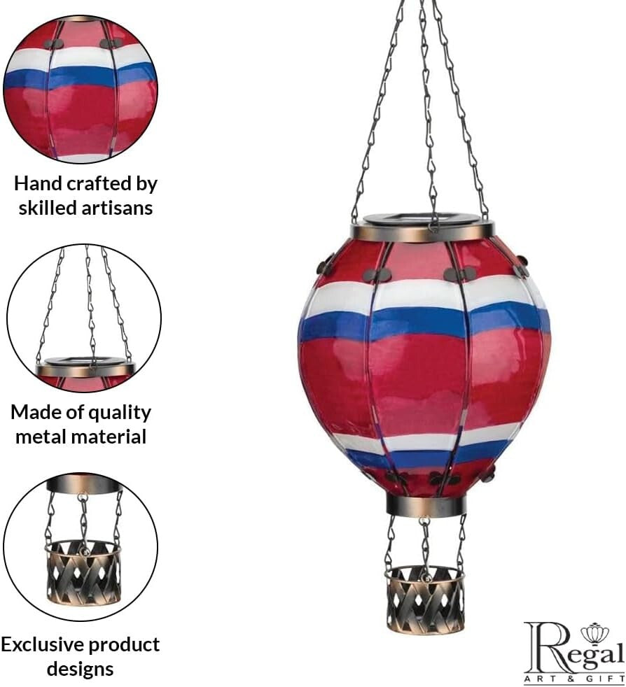 Eco-Friendly Solar-Powered Hot Air Balloon Lantern for Patios and Pathways