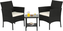 Load image into Gallery viewer, Comfortable Patio Wicker Chair Set with Glass Coffee Table for Yard Bliss