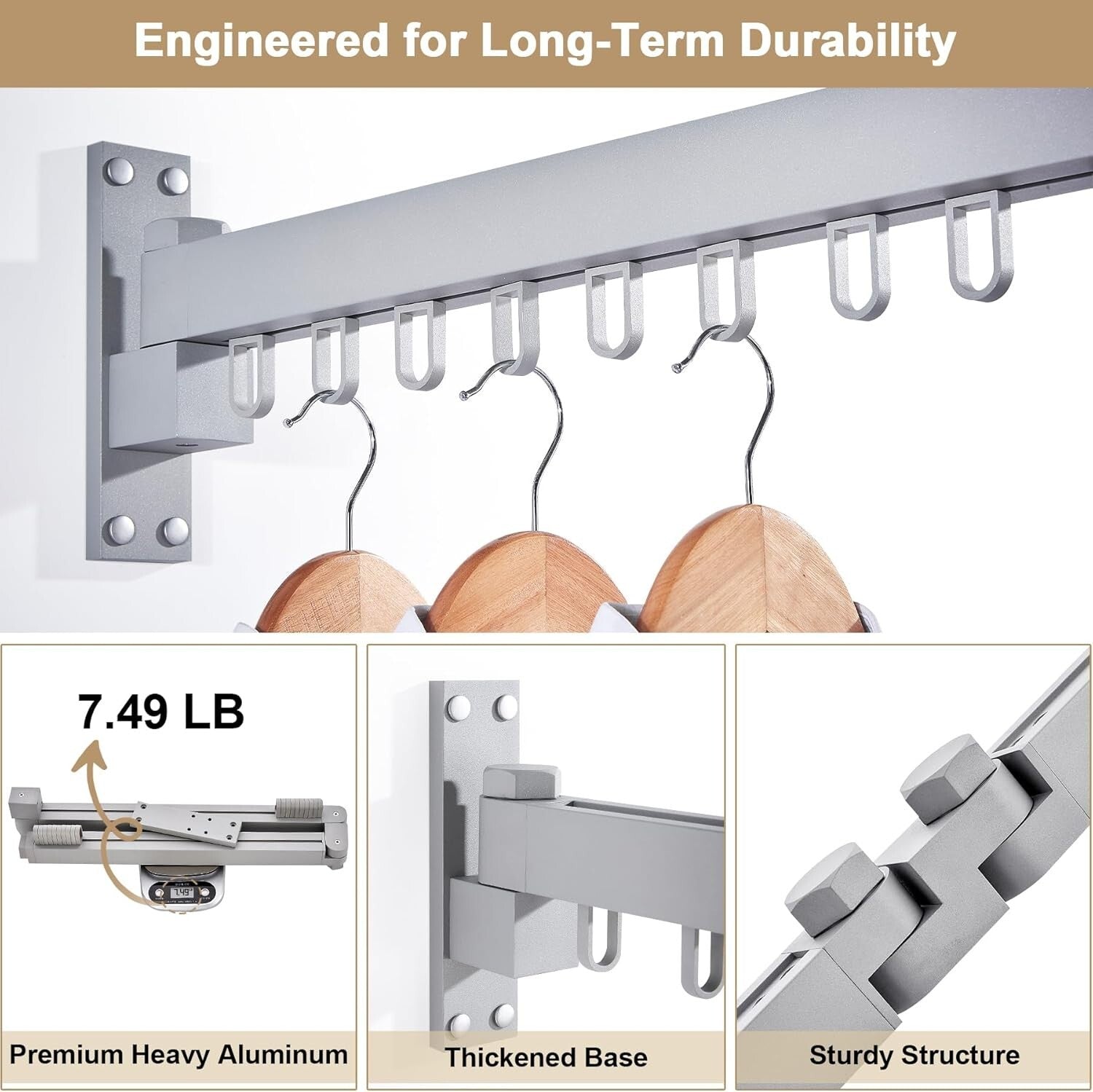 Retractable Laundry Drying Rack - Space-Saving 330 lbs Capacity, Aluminum Frame