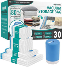 Load image into Gallery viewer, Premium Vacuum Storage Bags with Electric Pump | 30 Pack - Organize &amp; Save Space