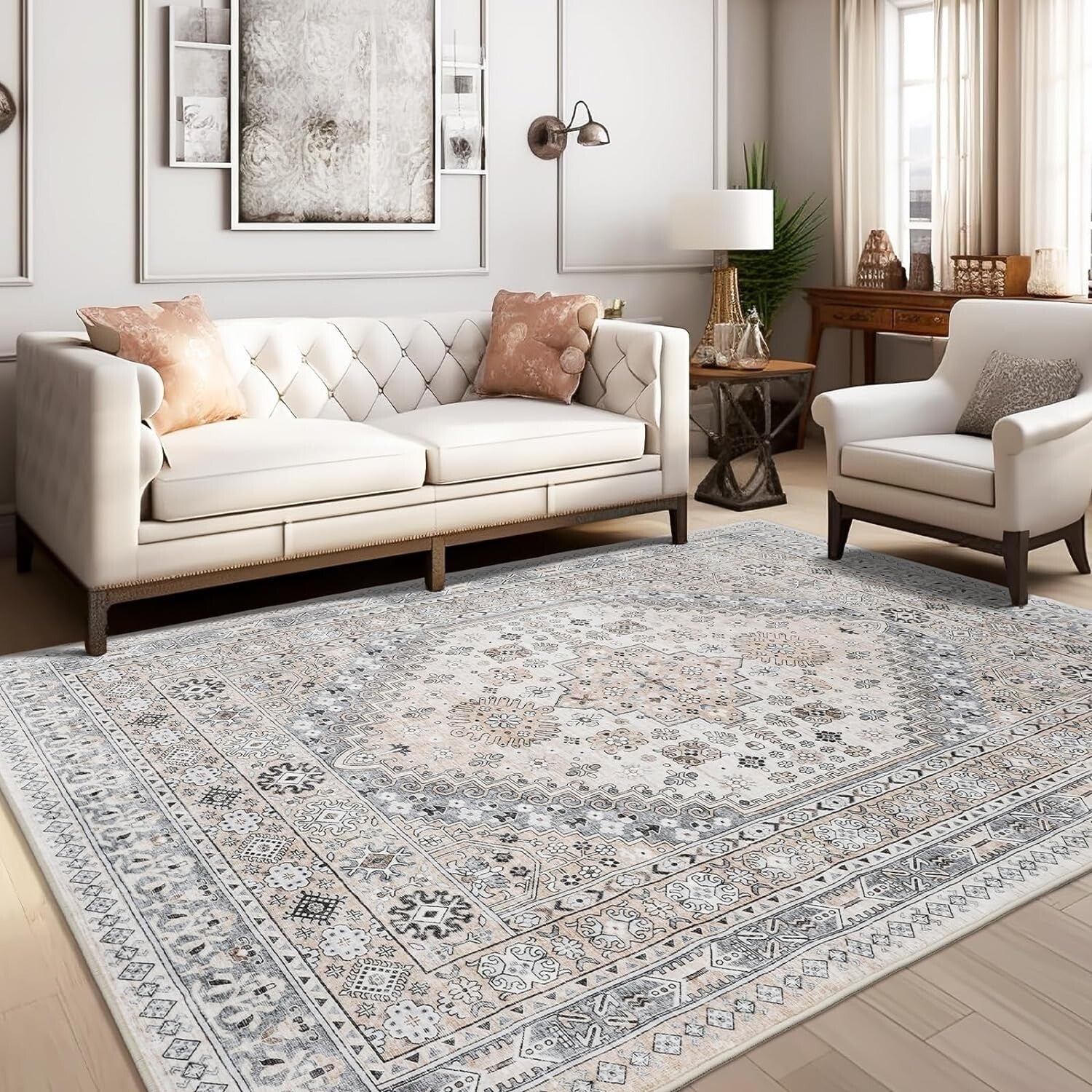 Stain Resistant 9' x 12' Area Rug: Lightweight, Non-Slip, Perfect for Families