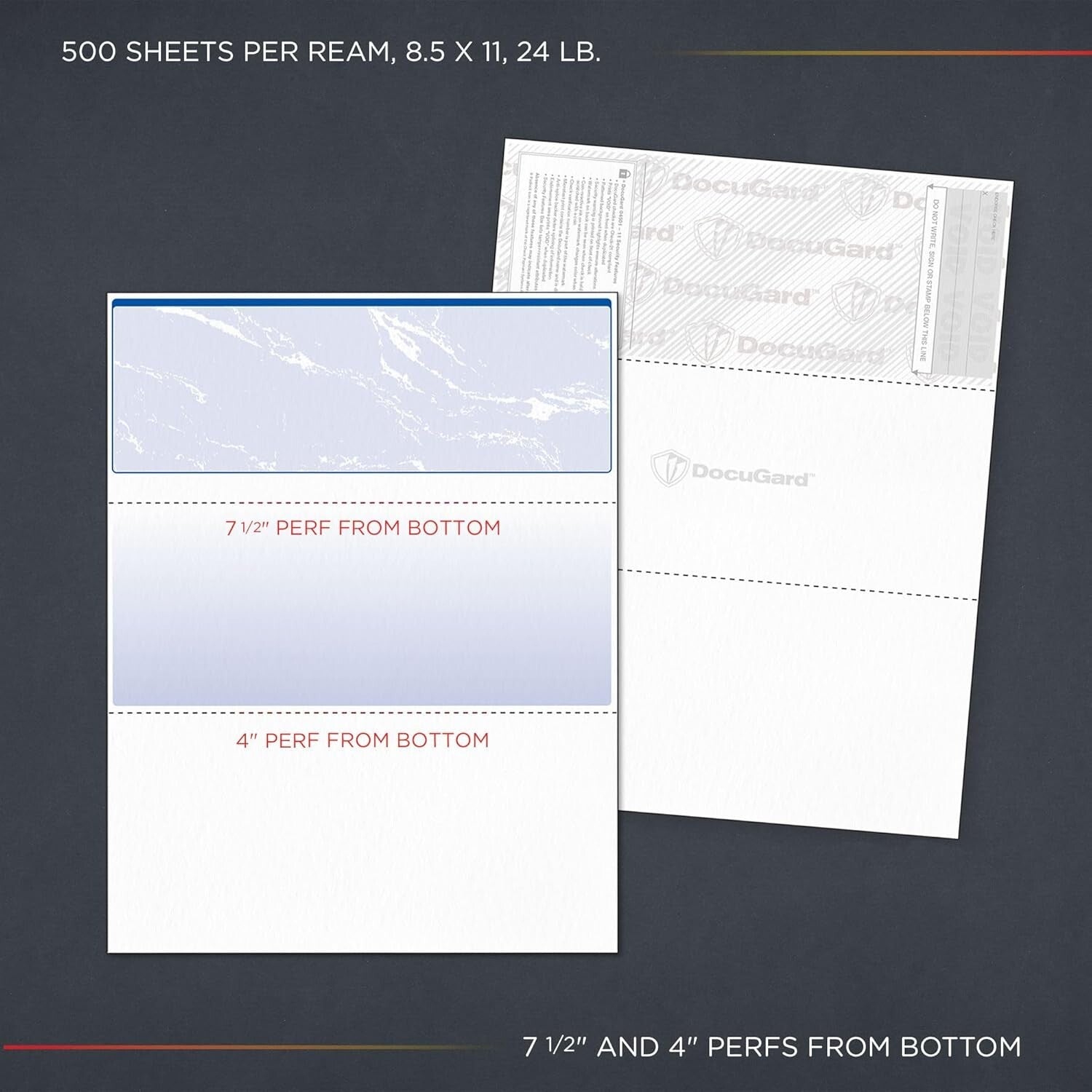 Eco-Friendly 24 lb Blue Marble Top Checks - 2500 Sheets with Anti-Fraud Features