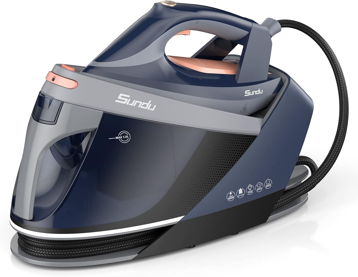 Versatile 1800W Ceramic Steam Iron with Auto Shut-Off & Self-Cleaning Feature