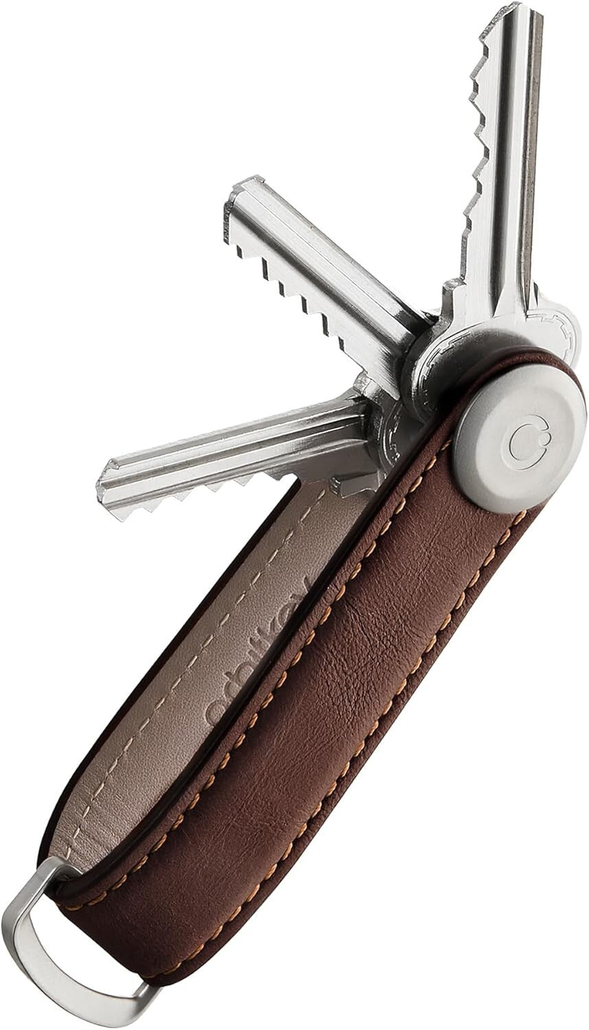 Durable Hand-Crafted Leather Key Holder with Stainless Steel Locking Mechanism