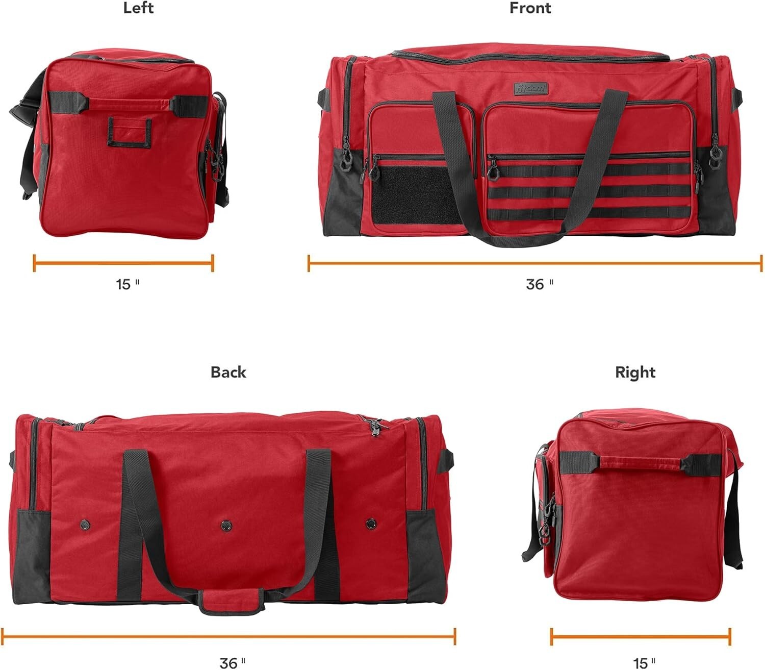 36" Heavy Duty Gym Equipment Travel Bag with Adjustable Strap & 7 Compartments