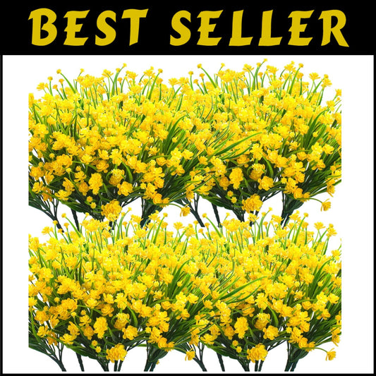 20 Bundle UV Resistant Artificial Flowers for Vibrant Outdoor Décor - Yellow