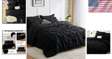Load image into Gallery viewer, Stylish Black Full Size 7-Piece Bedding Set - Pinch Pleat Comforter Included