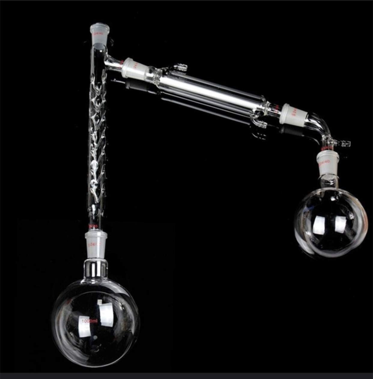 13-Piece 1000ml Chemistry Lab Glass Distillation Equipment with Round Bottom