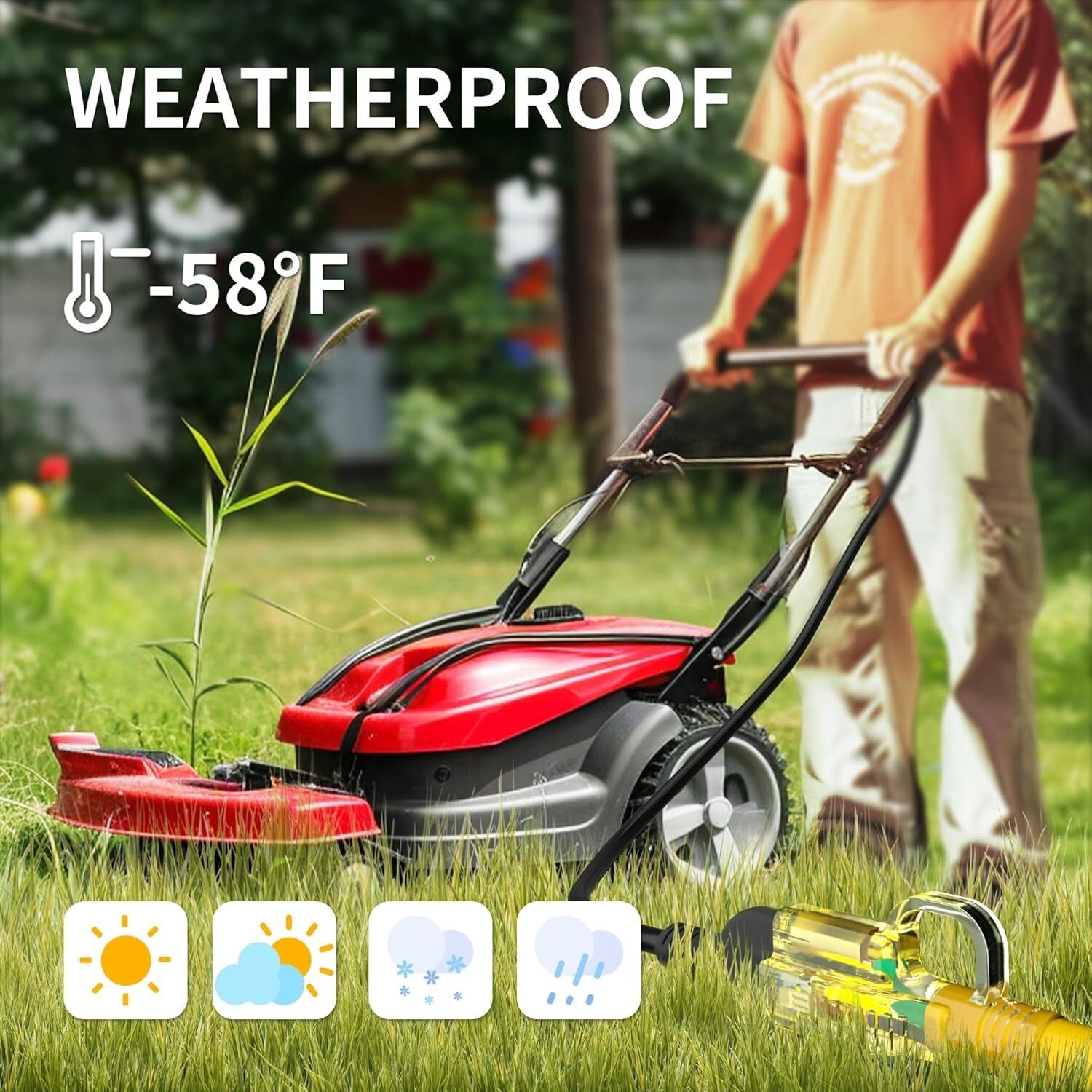 Durable 100 ft 12 Gauge Outdoor Extension Cord - Weatherproof with Strain Relief