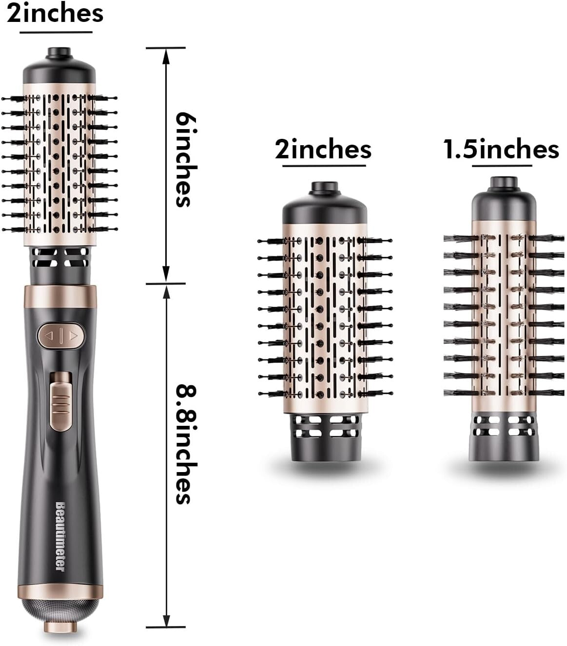 3-in-1 Hot Air Styler: Rotating Blow Dryer Brush with 2 Interchangeable Brushes