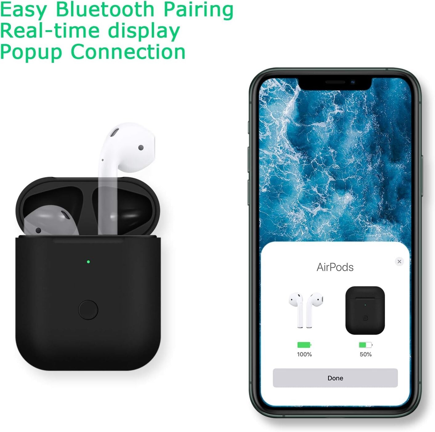 Durable Hard-Shell Wireless Charging Case for AirPods 1 & 2 with Sync Button
