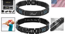 Load image into Gallery viewer, Stylish Black IP Plated Bracelet - Engraved for Dad, Perfect Gift Packaging