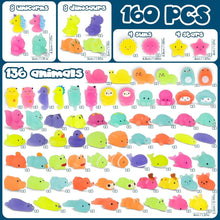 Load image into Gallery viewer, Colorful 160-Pack Mini Squishy Animal Toys - Stress Relief Party Favors for Kids