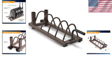 Load image into Gallery viewer, Portable Horizontal Plate and Olympic Bar Rack | Steel Organizer with Wheels