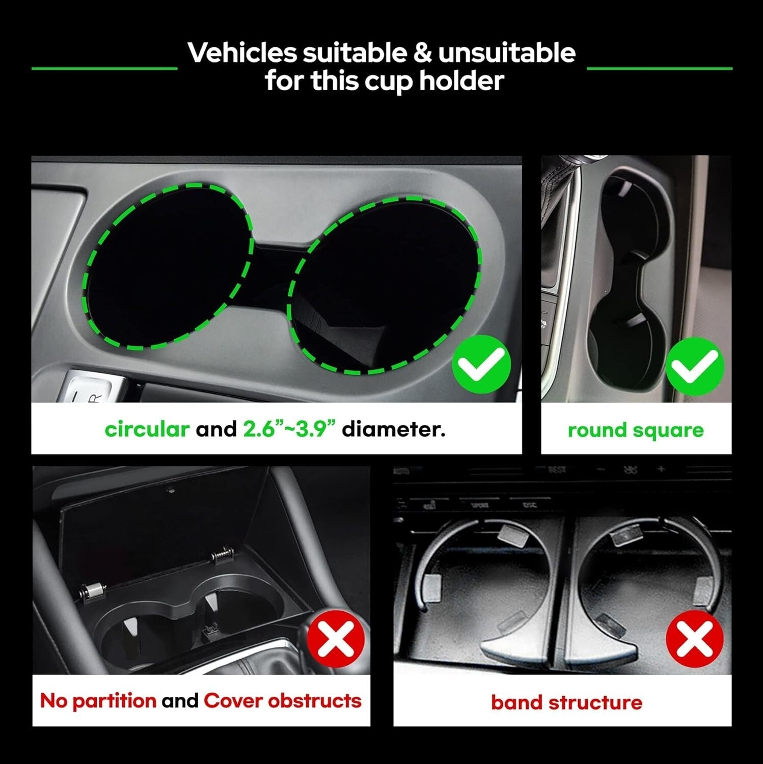 Car Cup Holder Expander with Adjustable Holders and Easy Installation - 1.42 lbs