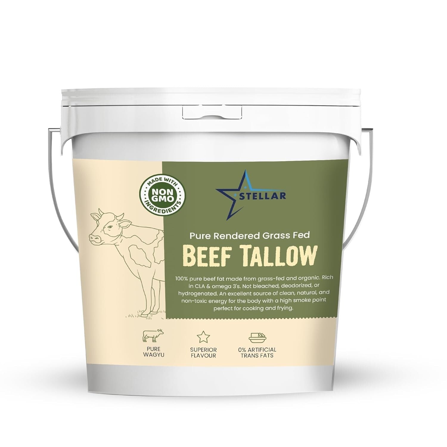 Authentic Beef Tallow - Pure Cooking Fat with High Smoke Point & Rich Taste