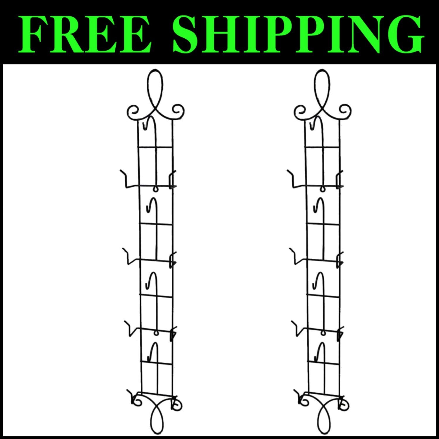 Stylish 2-Piece Wall Cup Holder for Teacups & Saucers - 36-Inch Black Design