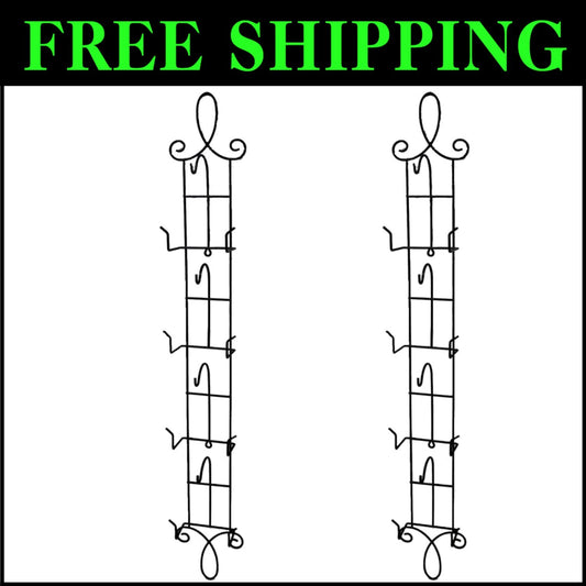 Stylish 2-Piece Wall Cup Holder for Teacups & Saucers - 36-Inch Black Design