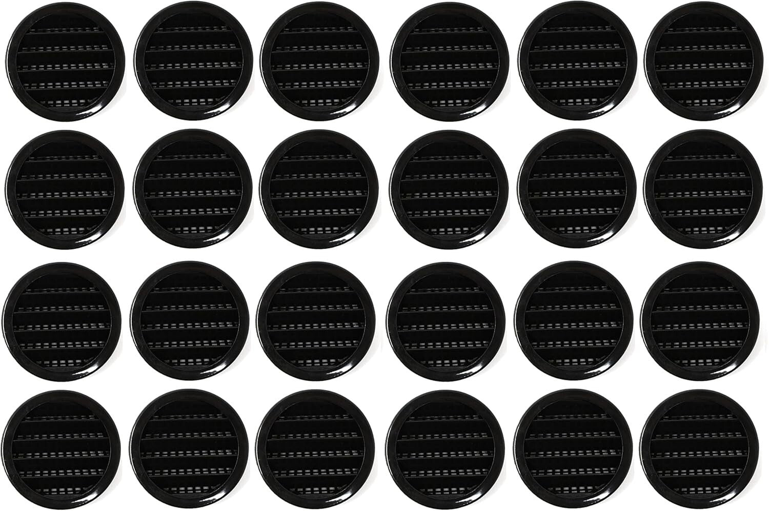 50-Pack 2'' Round Plastic Air Vents - Black Louver Grille for Versatile Venti...