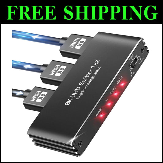 8K HDMI 2.1 Splitter 1 In 2 Out for Mirror Screen - Premium Performance