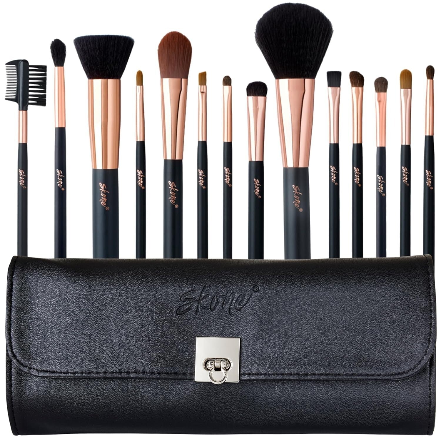 Cruelty-Free Luxury Makeup Brush Set - 14 Essential Brushes for Professional Use