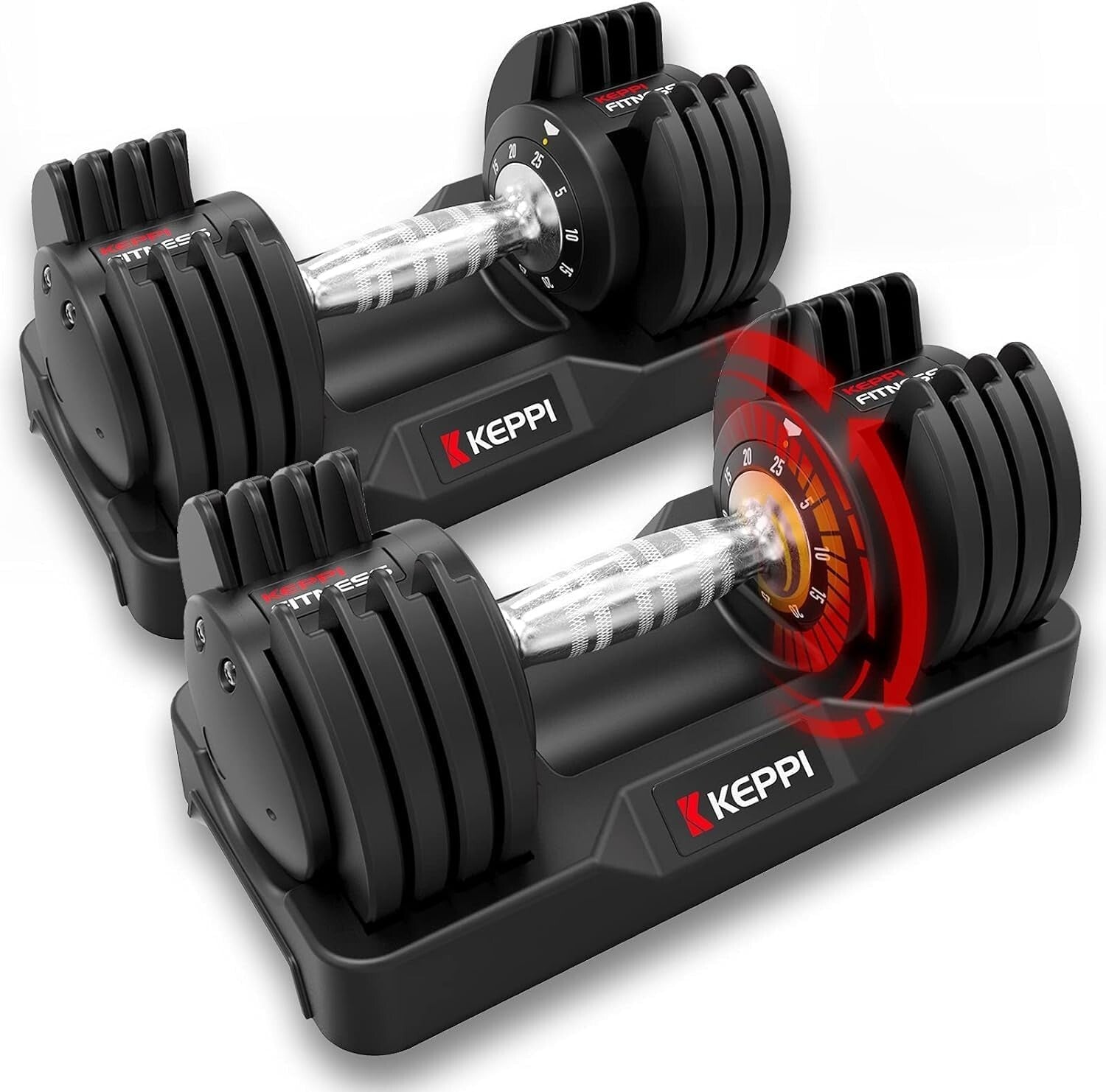 Durable Adjustable Dumbbell Set with Safety Weight Dial - 25lb/40lb/55lb/60lb