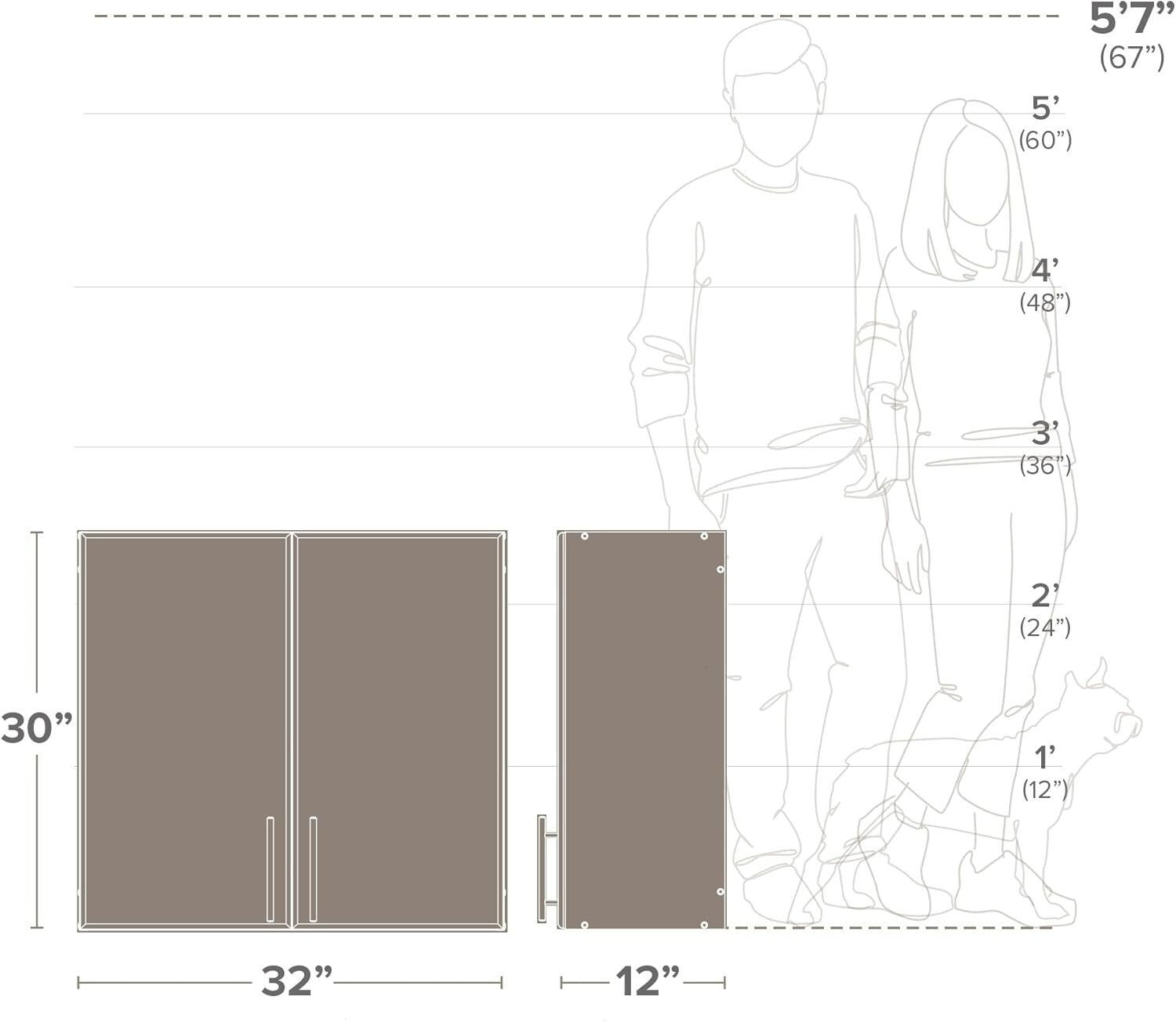 Elite 32-Inch Black Wall Cabinet: Stylish & Adjustable Storage Solution