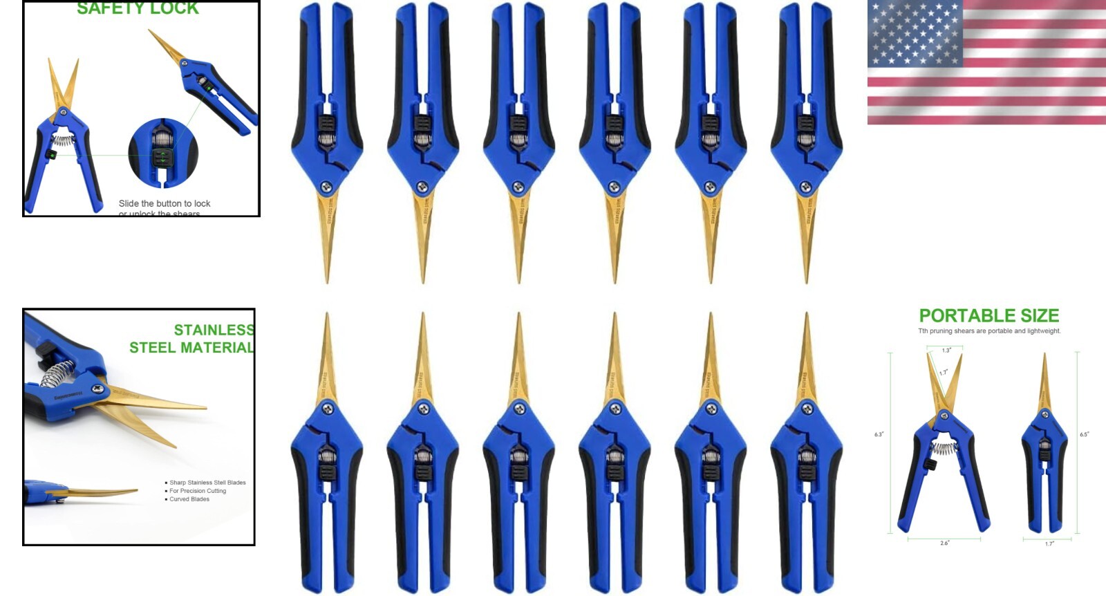 12PCS Titanium-Coated Pruning Shears Set with Ergonomic Handles for Gardeners