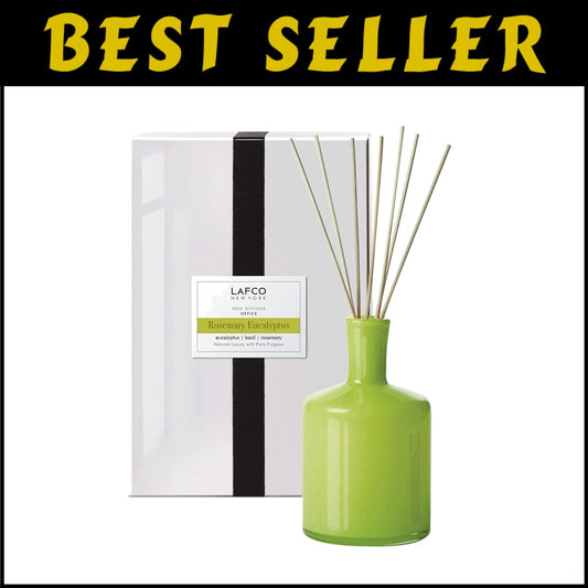 Hand-blown Glass Reed Diffuser - 15oz Rosemary Eucalyptus, 9 Months of Serenity