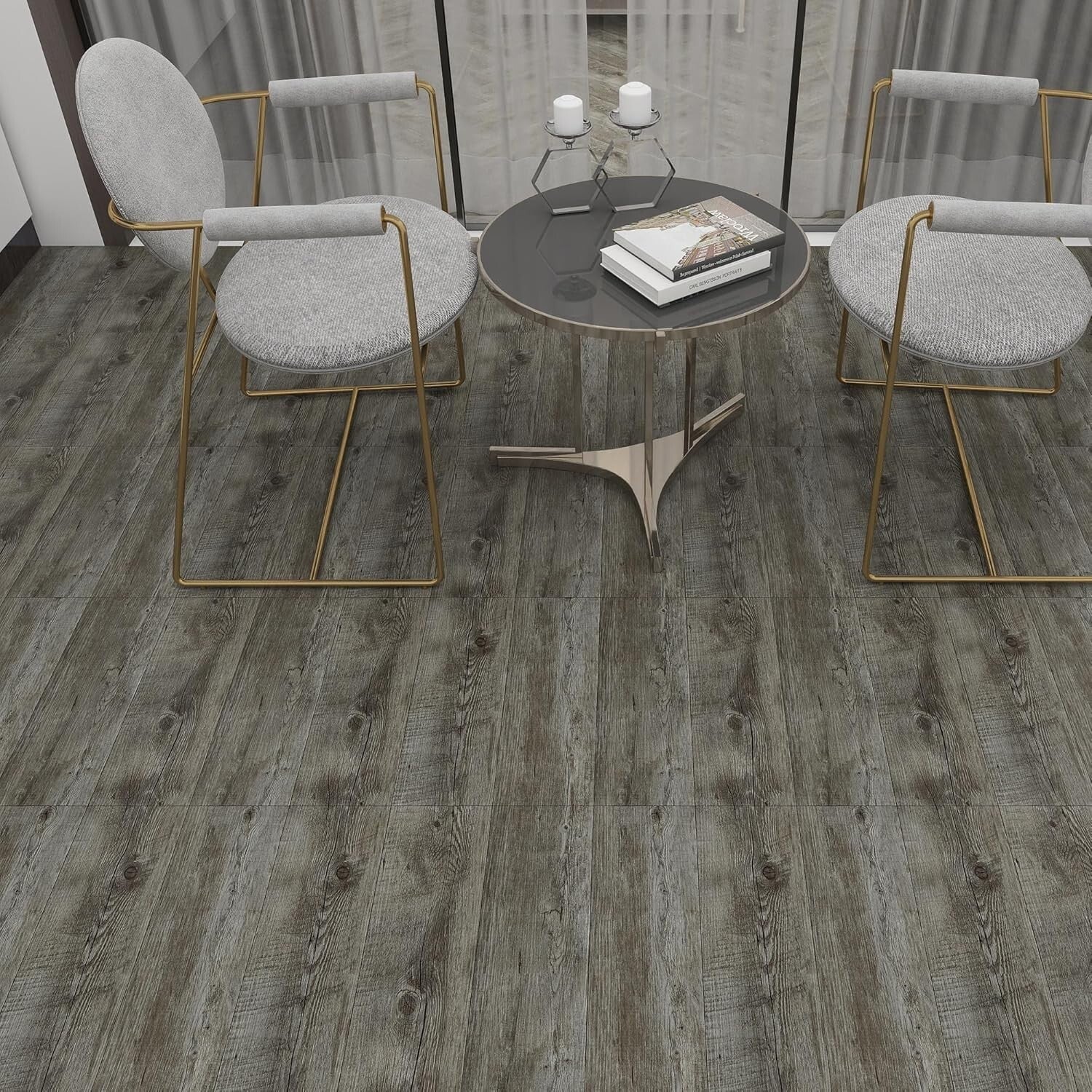 DIY Wood Look Vinyl Flooring Tiles, 36 Pack - Waterproof & Scratch Resistant