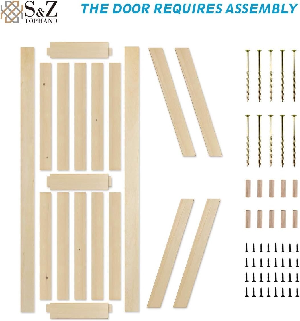 Antique Finish Barn Door: 36x84 Unfinished Knotty Pine with Easy Assembly Kit