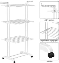 Load image into Gallery viewer, 4-Tier Clothes Drying Rack with Castors - Stable, Rust-Resistant, and Durable