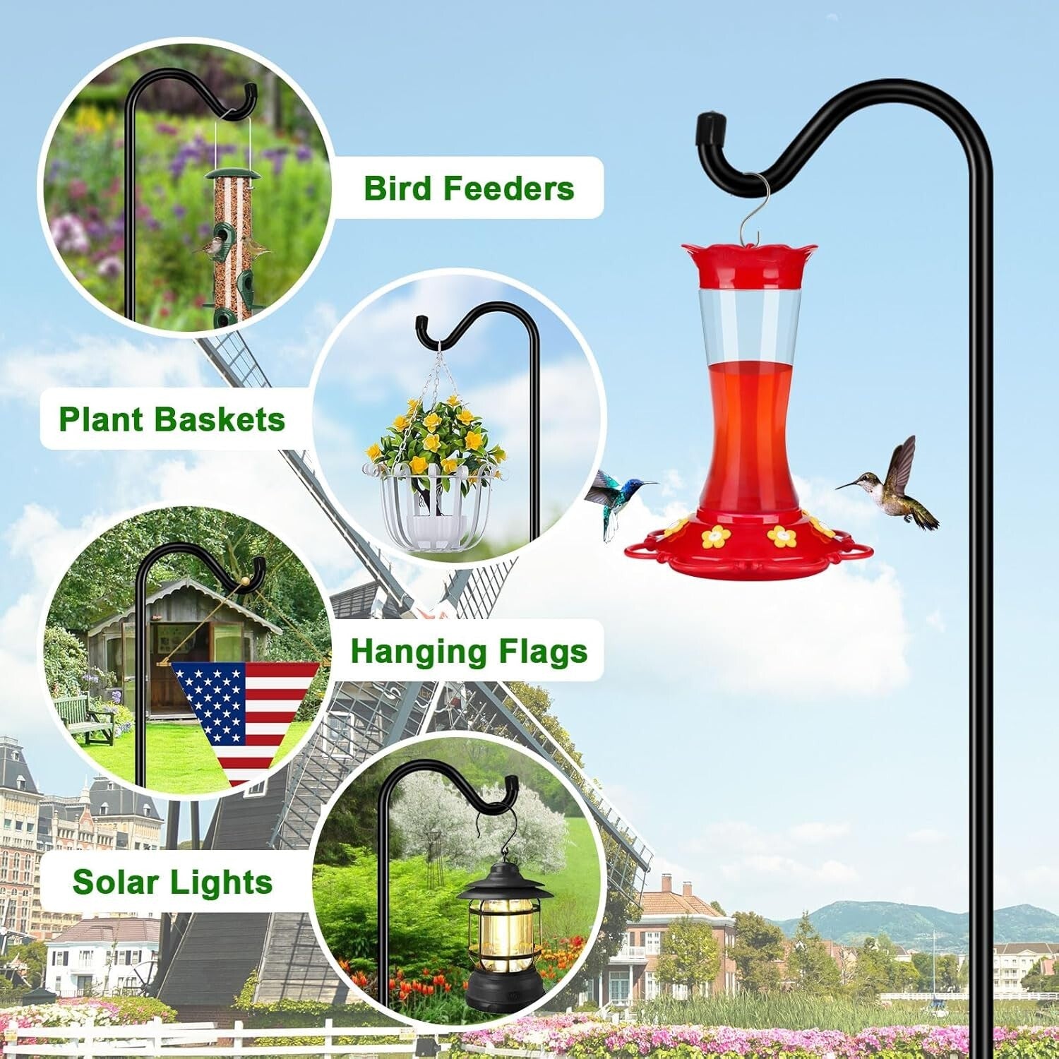 Sturdy Adjustable Shepherd Hooks - 76 Inches Tall for Plant Baskets & Lanterns