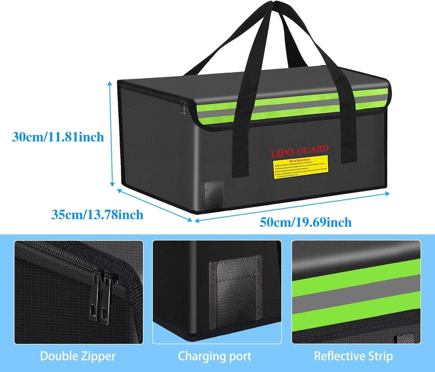 Fireproof Lipo Battery Storage Bag - Large Capacity 500*350*300mm Safe Pouch