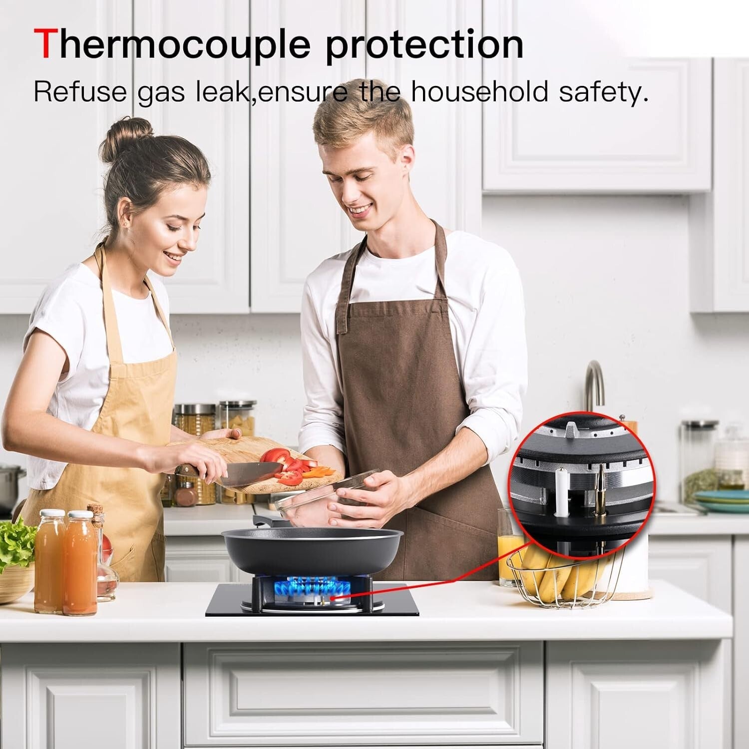 Compact 120V Built-in Gas Hob with Dual Fuel Compatibility and Safety Features