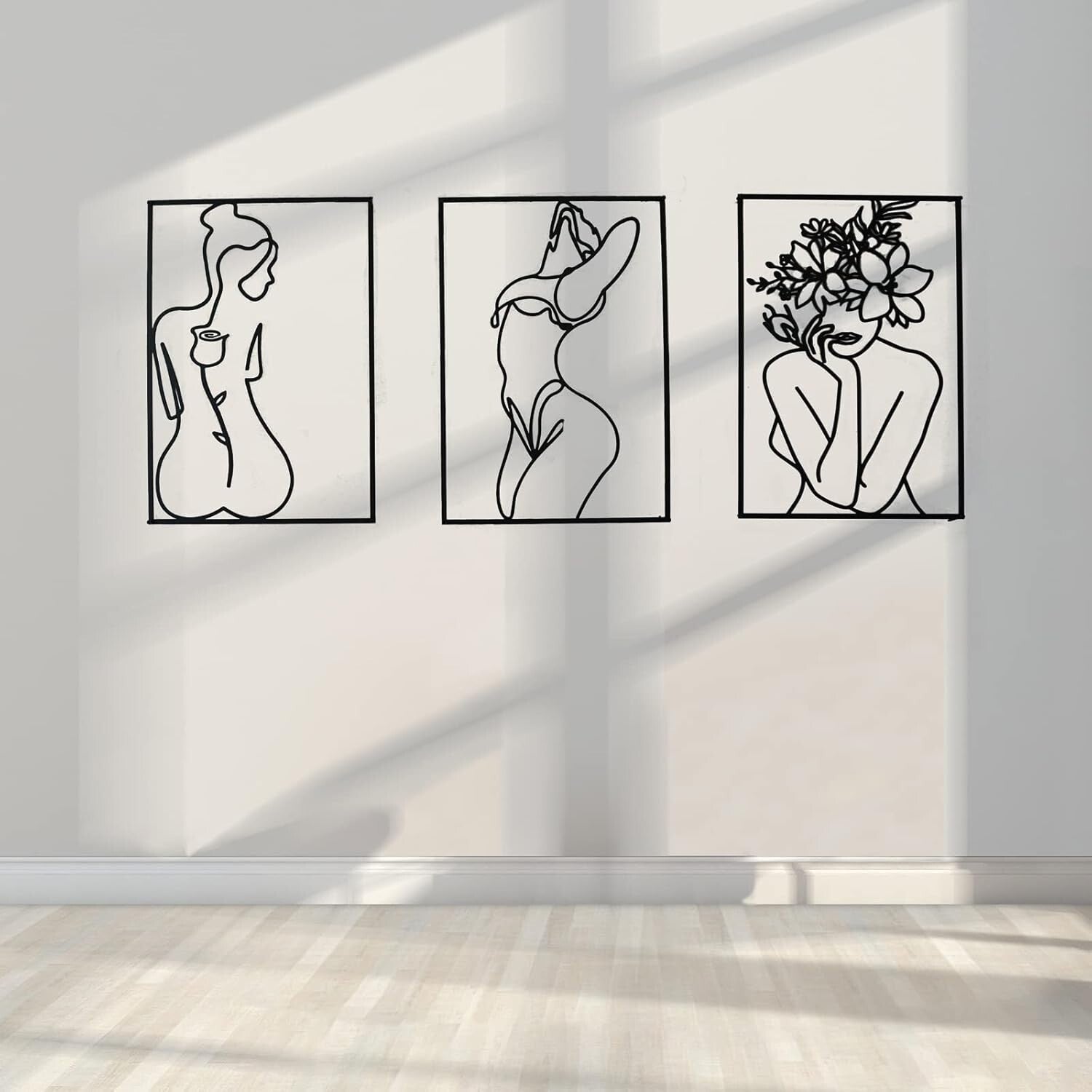 Stunning 4 Pack Metal Wall Art Décor - Minimalist 3D Line Art Women’s Shapes