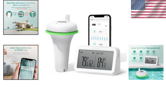 Advanced Wi-Fi Pool Thermometer Set - Wireless Monitoring for Precision & Safety