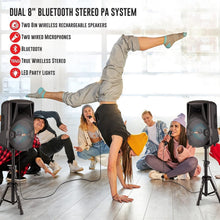Load image into Gallery viewer, Compact 50W Bluetooth Speaker System with RGB Lights, Stands, and Remote Control